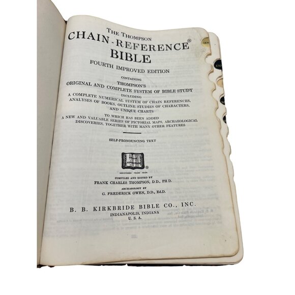 1964 Thompson Chain-Reference Bible KJV 4th Improved Edition Kirkbride, Tabs - Picture 1 of 12